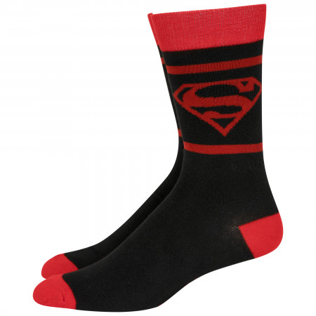 Superman Red and Black Logo Crew Socks